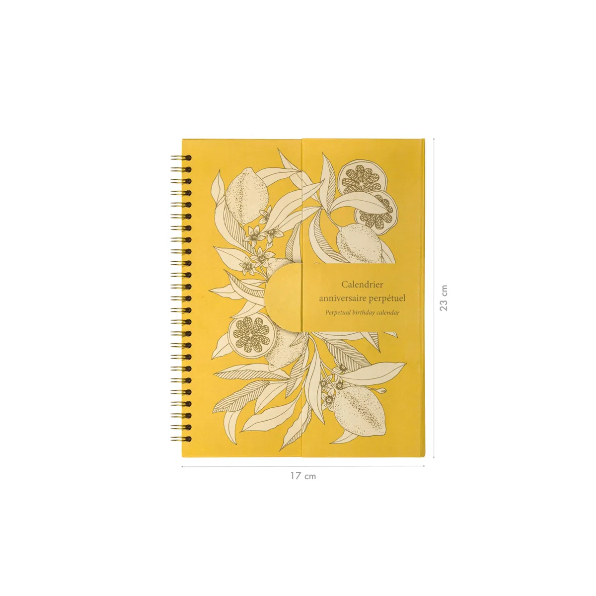 Clairefontaine - 116349C - Un Calendrier Anniversaire Perpétuel Fleurs de Citronniers A Spirale 23x17 cm 50 Pages Imprimées - Fermeture Aimantée pour affichage sur la table Collection Jardin des Sens