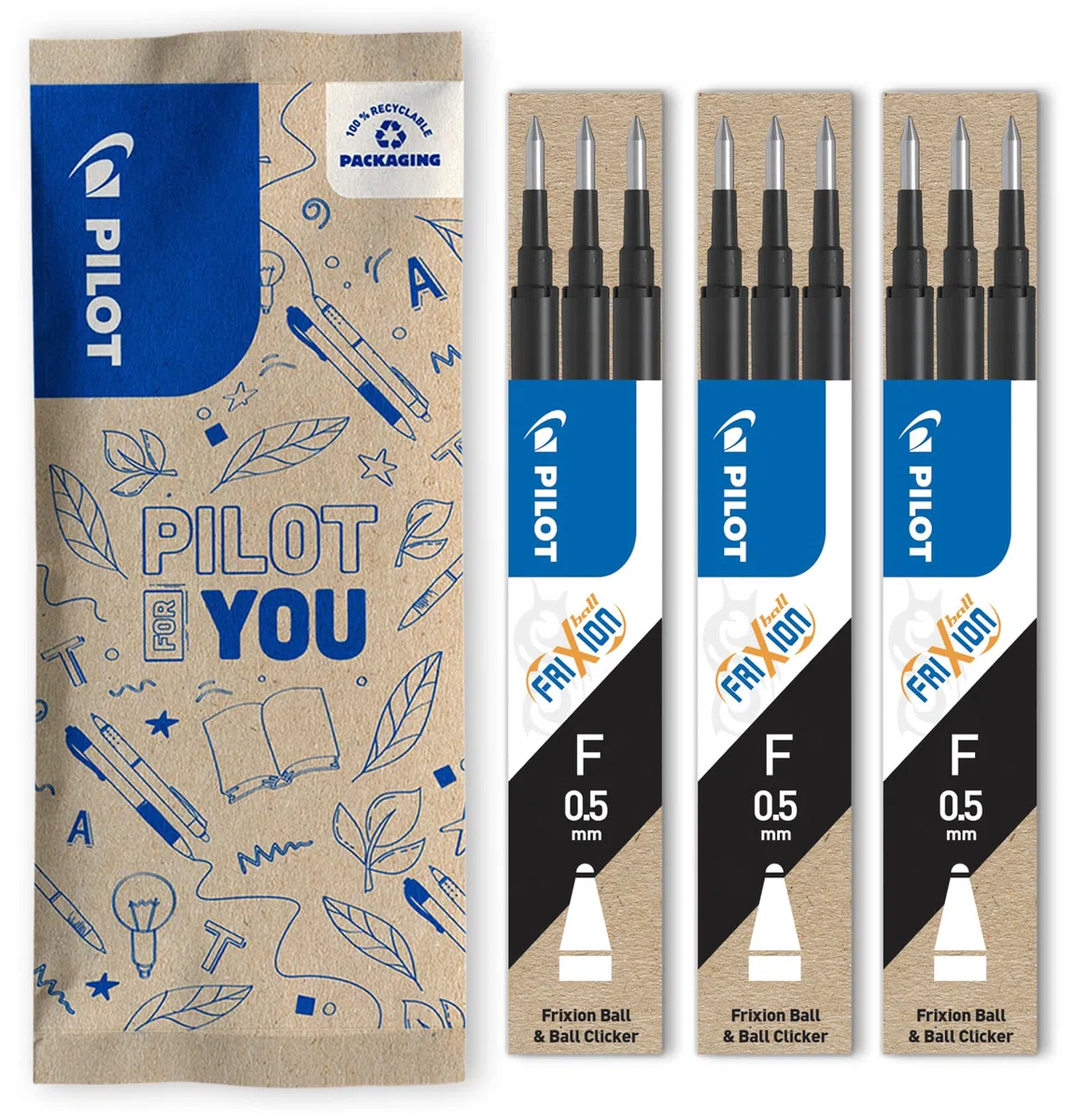 PILOT - Lot de 3 Étuis de 3 Recharges FriXion - Recharges Stylos Effaçables - Compatibles FriXion Ball et FriXion Ball Clicker - Noir - Pointe Fine