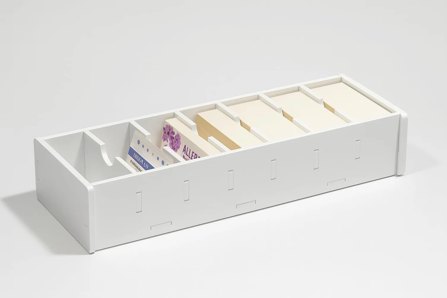 Boîte à fiches 36,3 x 12 x 6,4 cm en bois pour vocabulaire, notes et cartes de visite