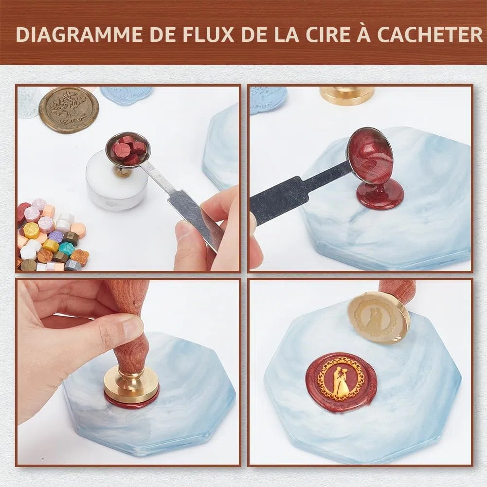MAYJOYDIY Sceau de Cire de Couple de Mariage Vintage Tampon de Cire à Cacheter Romantique Mariée Tête de Tampon en Laiton Amovible de 25mm pour Carte D'Invitation de Mariage Enveloppes Emballage