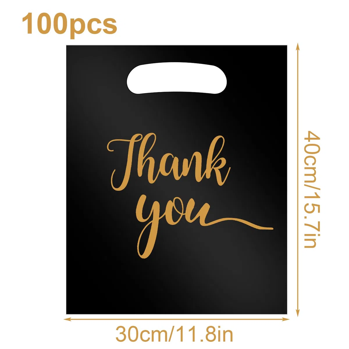 Sacs cadeaux 100 Packs Sac plastique “Thank you”en plastique, Pochette d'Envoi 40 x 30cm sac fourre-tout Sacs de Vente au Détail Etanche pour L'emballage Stockage Shopping