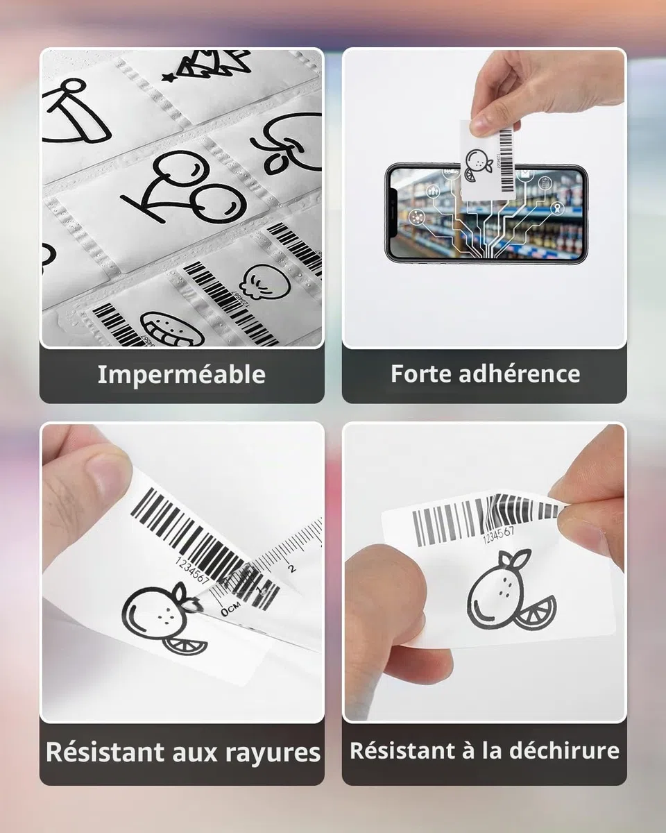 Phomemo étiquettes thermiques en papier pour imprimante d'étiquettes M220 M250 M221 M421 Étiquettes autocollantes multifonctionnelles, d'adresse, étiquettes de prix, 60x40 mm, 180 étiquettes/rouleau