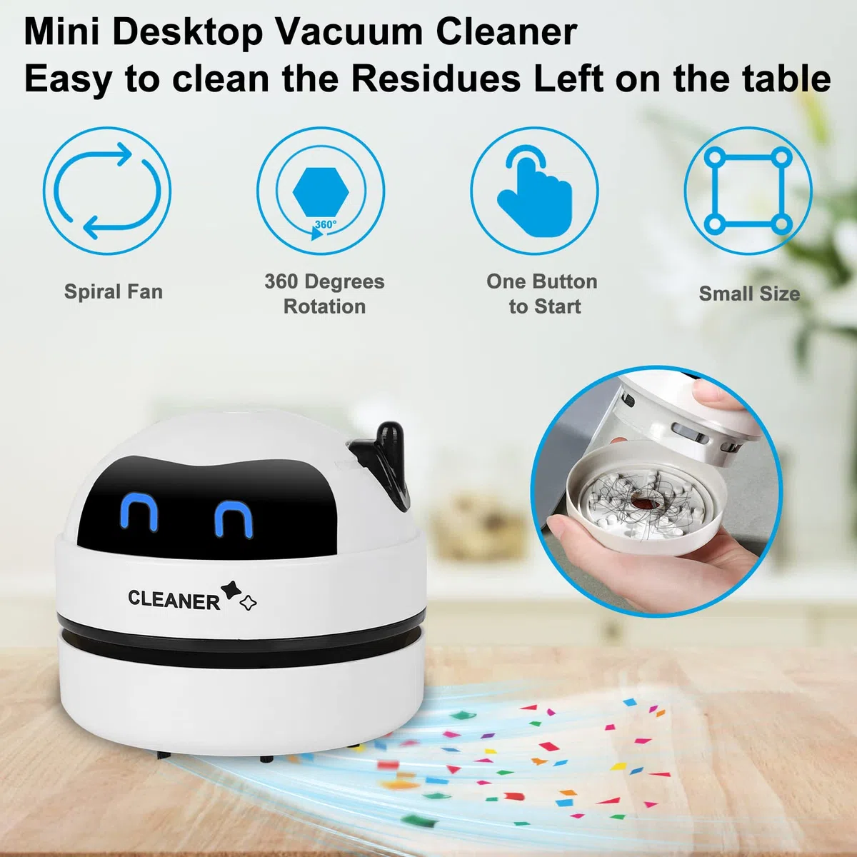 Mini Aspirateur de Table, USB Rechargeable Aspirateur de Bureau Poussière, Portable Mini Aspirateur de Bureau pour Table Bureau Coussin Voiture Clavier, Ramasse Miette, Cadeaux pour Les Enfants