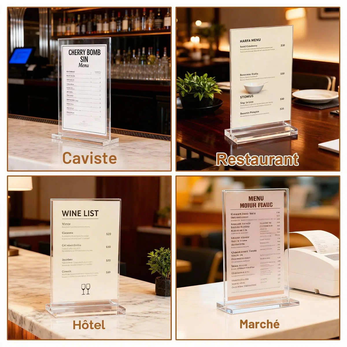 8 Pièces Présentoir de Table A6 Porte Affiche Porte Documents T Acrylique Porte Menu pour Bureau Restaurant Café Boutique Mariage