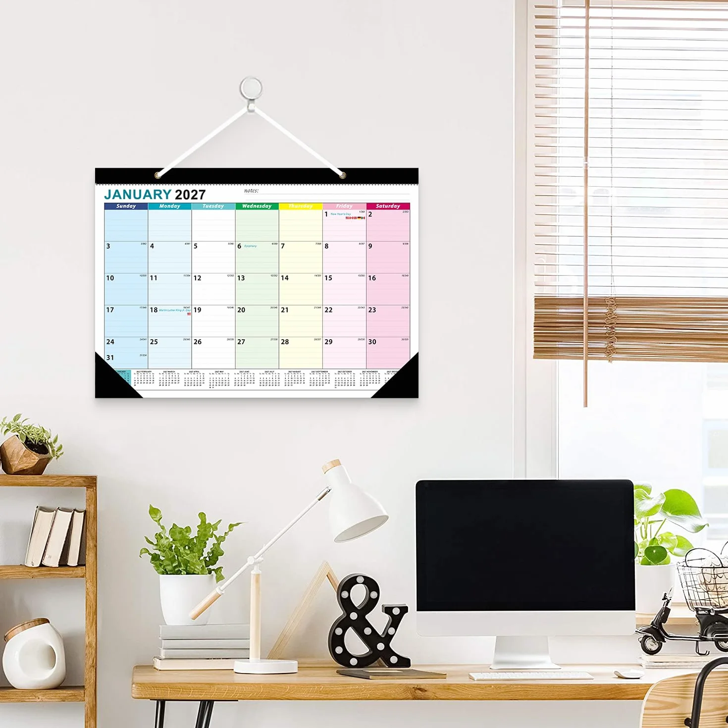 Calendrier Mural Familial 2026-2027 A3 Mensuel Papier 120G