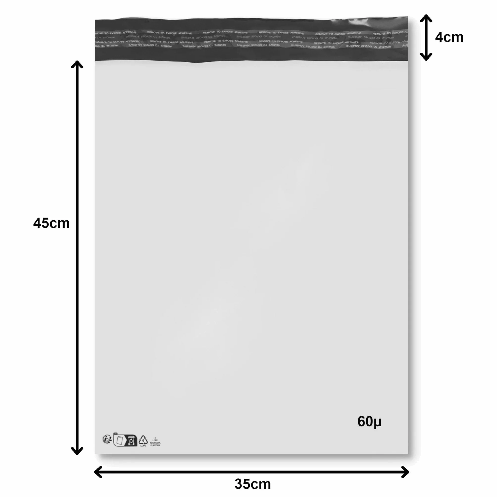 Lot de 50 Enveloppes plastique blanches opaques A3 350 x 450 mm,pochettes d'expédition 35x45 cm 60 microns. Enveloppe fine 22g haute résistance, légère, solide, inviolable et imperméable.
