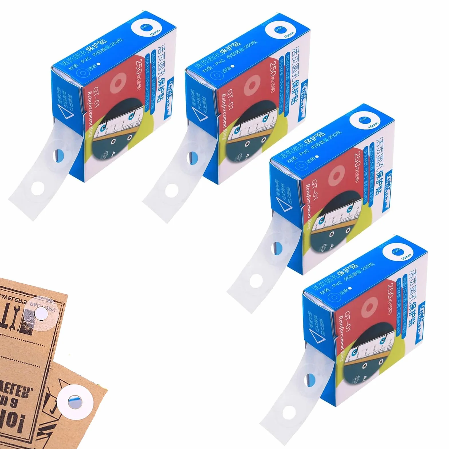 1000 Pièces Œillets de Renfort Oeillets Étiquettes Classeur Renforts Autocollants Protecteurs de Trou pour Feuilles Mobiles (Extérieur 15 mm, Intérieur 6 mm)