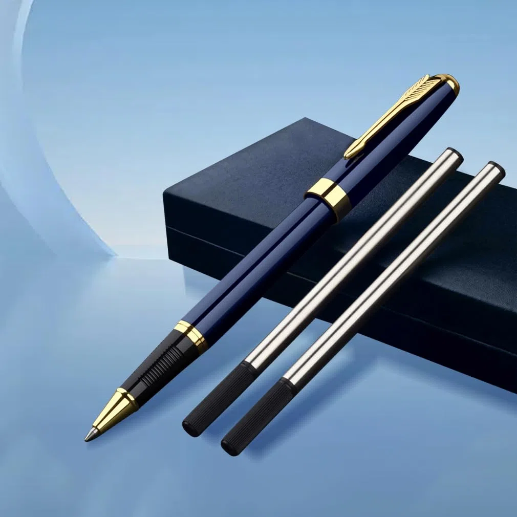 Ensemble de stylos en métal (encre noire), stylo Signature en métal professionnel, ensemble de stylos à encre métallique, stylo Signature d'apparence bleue, stylo à bille