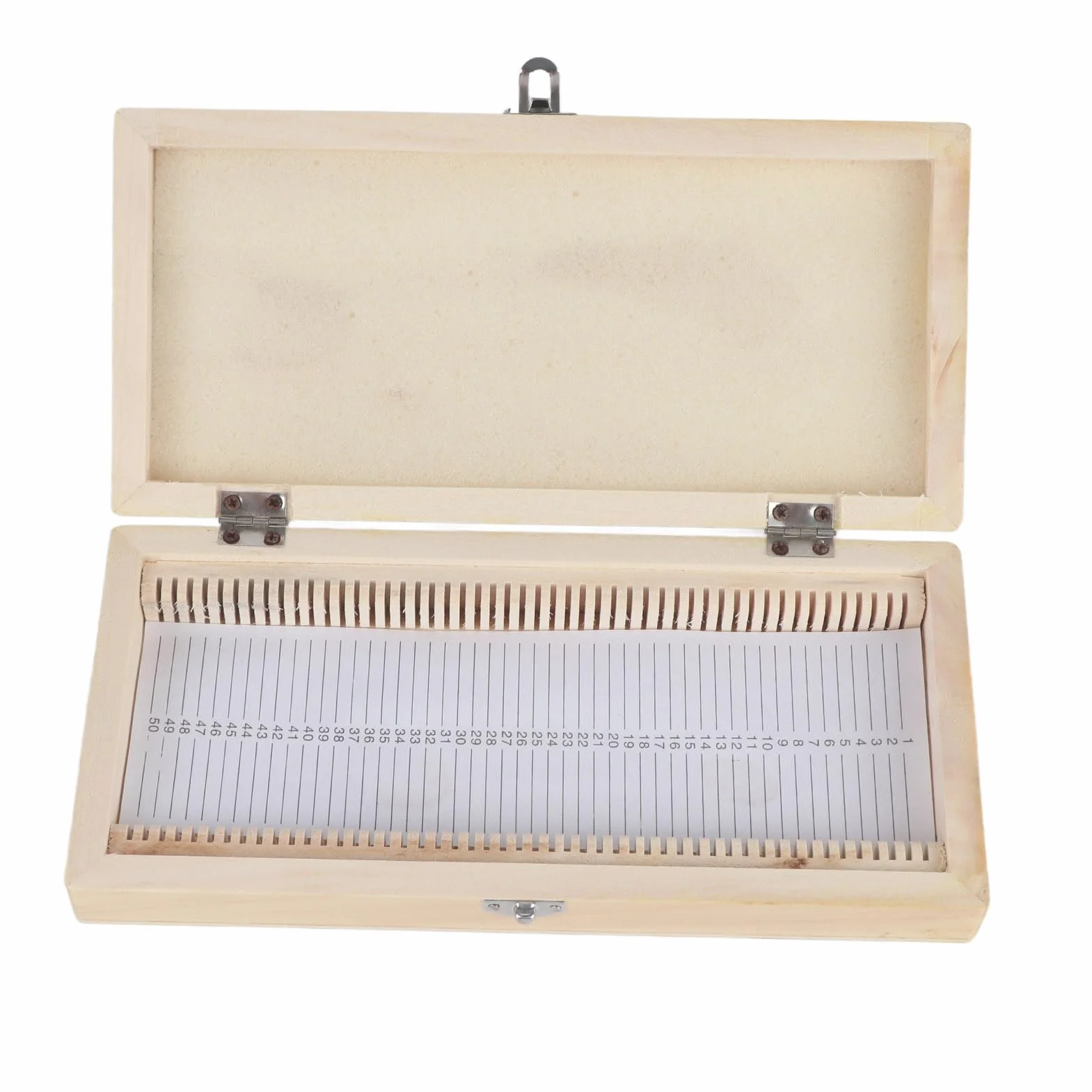 Boîte de Rangement pour 50pcs Lames de Microscope Spécimens Préparées par Verre Boîte de Rangement à Lames de Microscope d'Échantillons Boîte en Bois