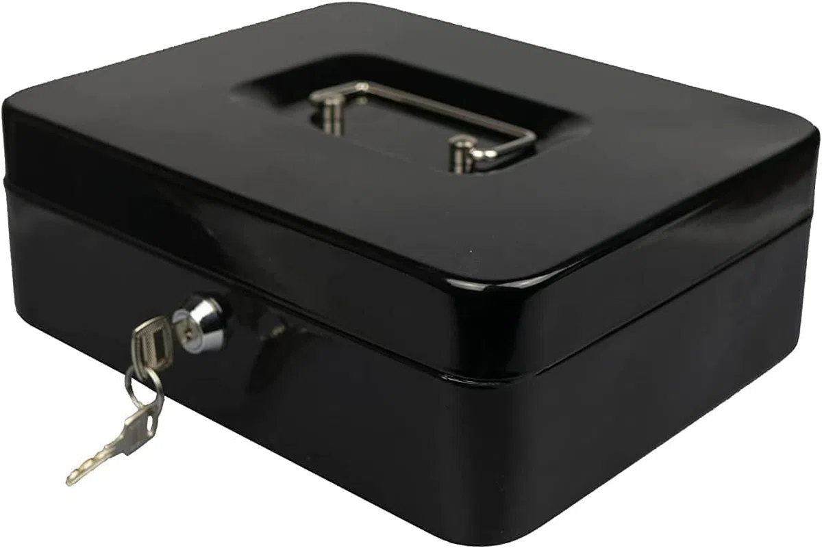 Hyfive 6" Acier Noir Argent Petite caisse de sécurité porte-clés de sécurité avec bac &