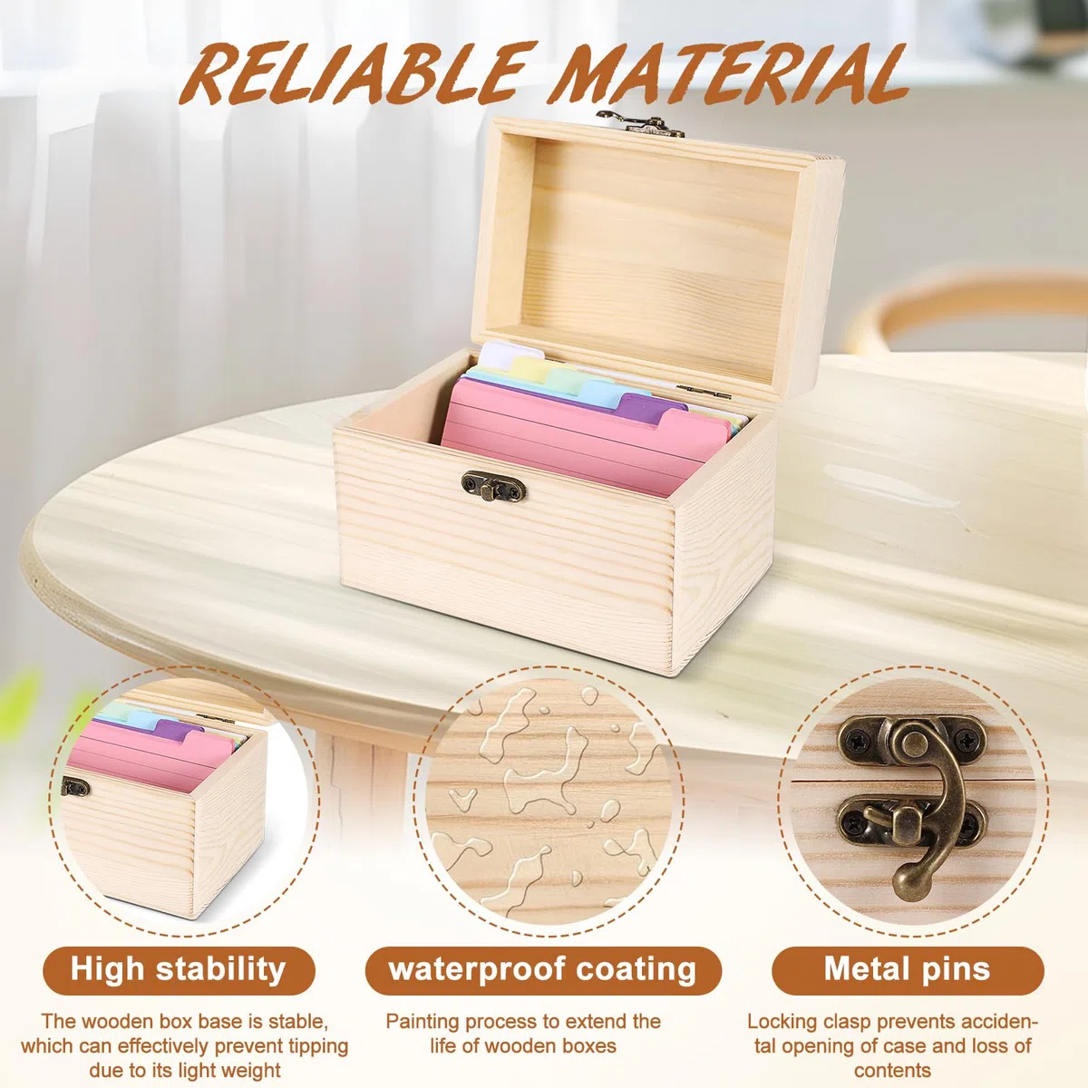 Boîte de recettes en bois avec cartes, 4 x 6 cm, organisateur de recettes en bois, robuste, avec 150 cartes de notes, pour maman, épouse, cuisine, anniversaire de mariage, pendaison de
