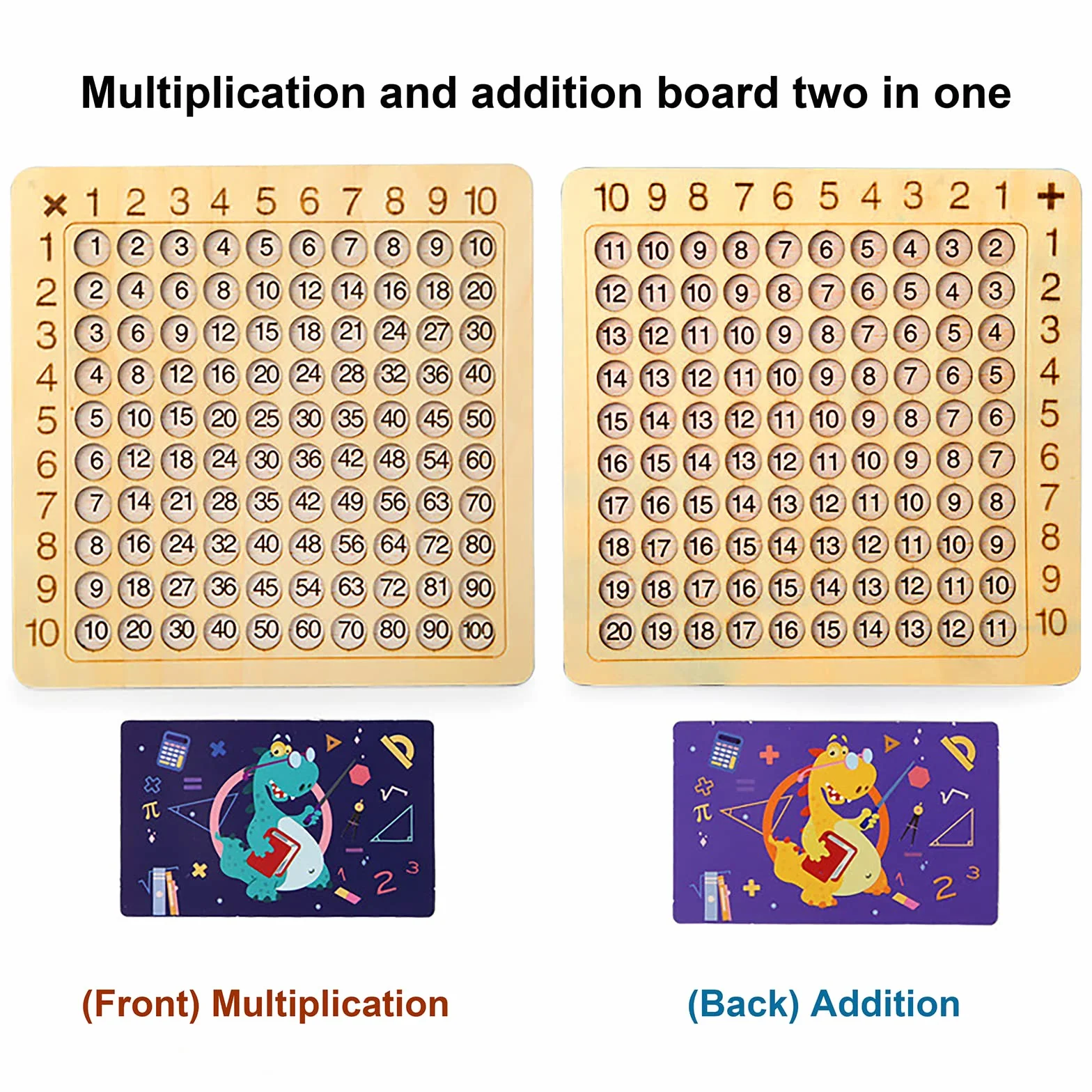 OneNine Jeu de Bord Montessori en Bois Multiplication & Addition 2 en 1, Jeu de Mathématiques 1x1, Apprendre à Calculer, Tableau de Multiplication, Outil d'enseignement de Multiplication par