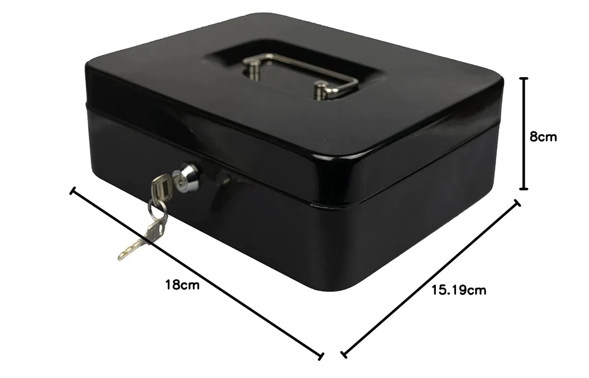 Hyfive 6" Acier Noir Argent Petite caisse de sécurité porte-clés de sécurité avec bac &