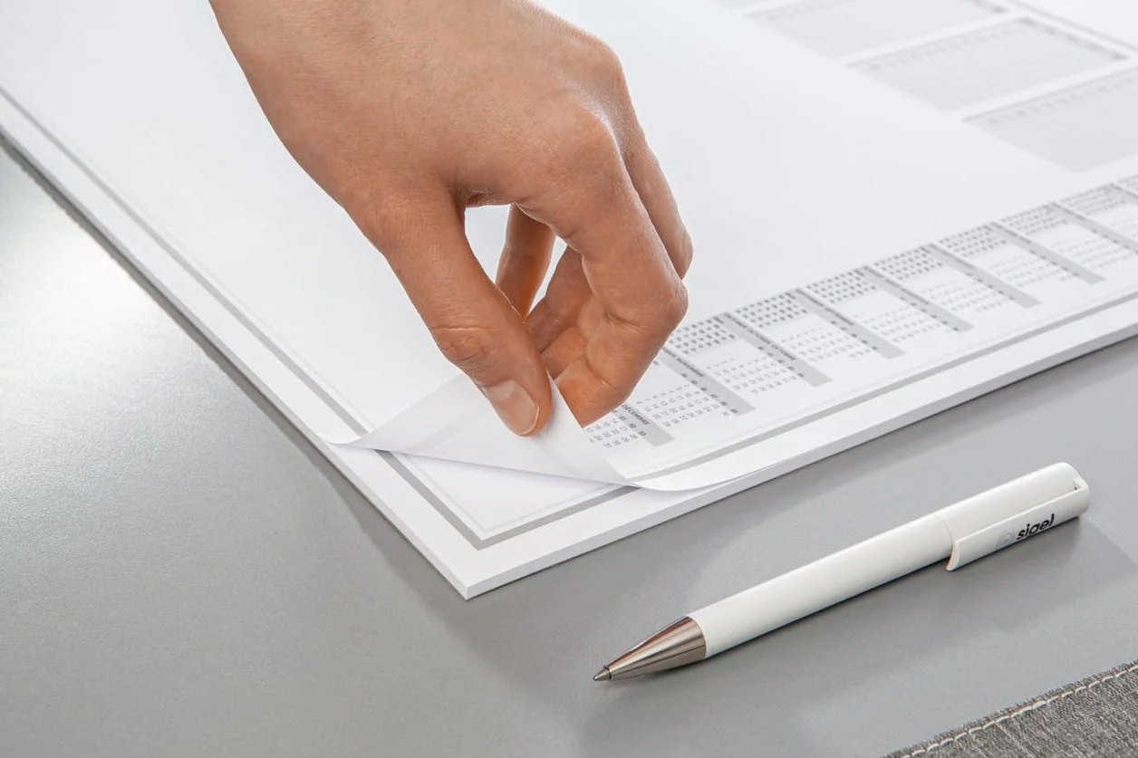 SIGEL H6355 Sous-mains en papier A2 lilas et blanc 30 feuilles calendriers 3 ans semainier
