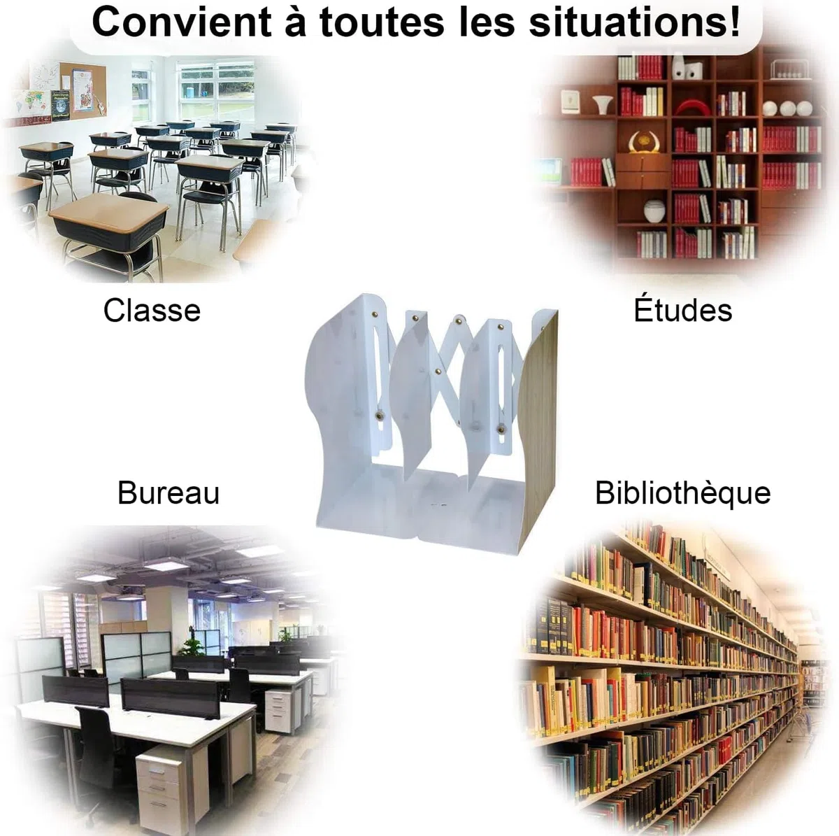 DIFIT Serre Livre, Serre-Livres Extensible, Métal Serre Livres, 1 Pièce Reglable Cale Livre, Presse Livre pour Étagère, Bloc Livre Lourd pour Les Bibliothèque/Les Bureaux(Imitation du Grain De Bois)