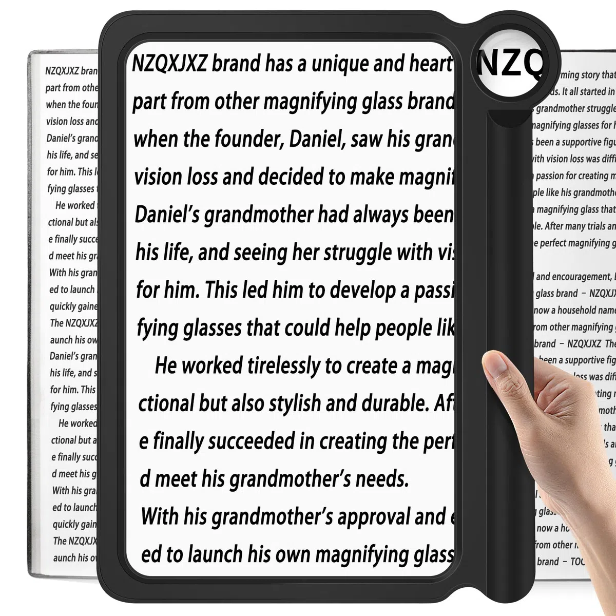 NZQXJXZ Loupe de Lecture 30X 5X - Grande Loupe Légère Pour Voir La Totalité Des Pages d'un Livre - Parfaite Pour Lire Les Petits Caractères et Les Personnes Malvoyantes, Noire