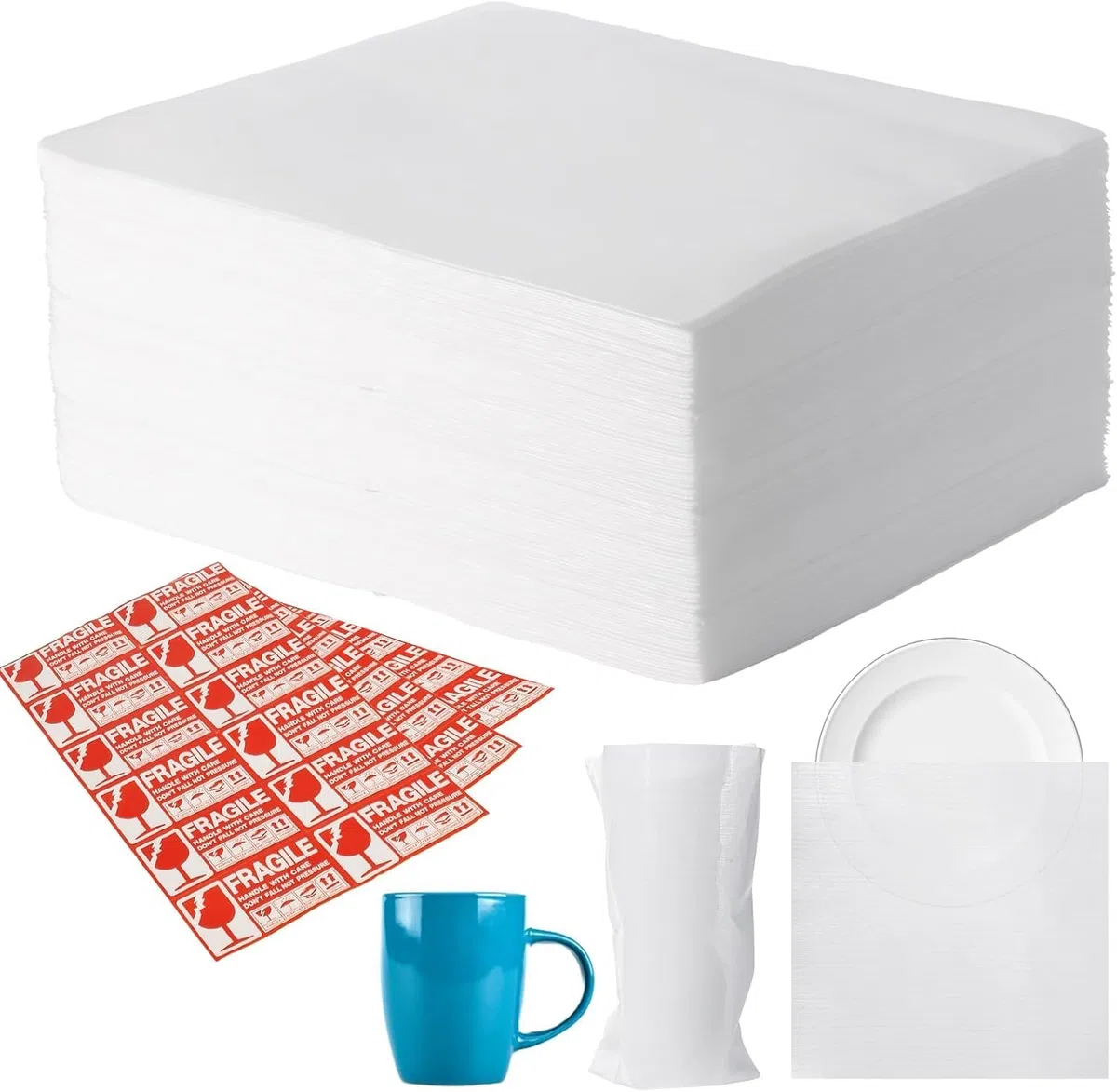 Cymax Matériau d'emballage : 100 cartons de déménagement avec autocollants fragiles pour cartons, déménagement, vaisselle, verres, bouteilles de vin, 200 mm x 200 mm x 1 mm