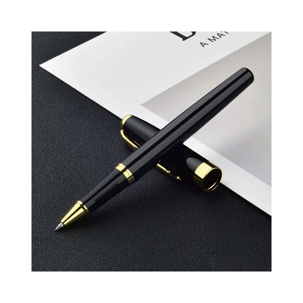 Lot de stylos de signature en métal (noir) - Stylo à bille personnalisé - Qualité supérieure - Coffret cadeau - Bureau professionnel