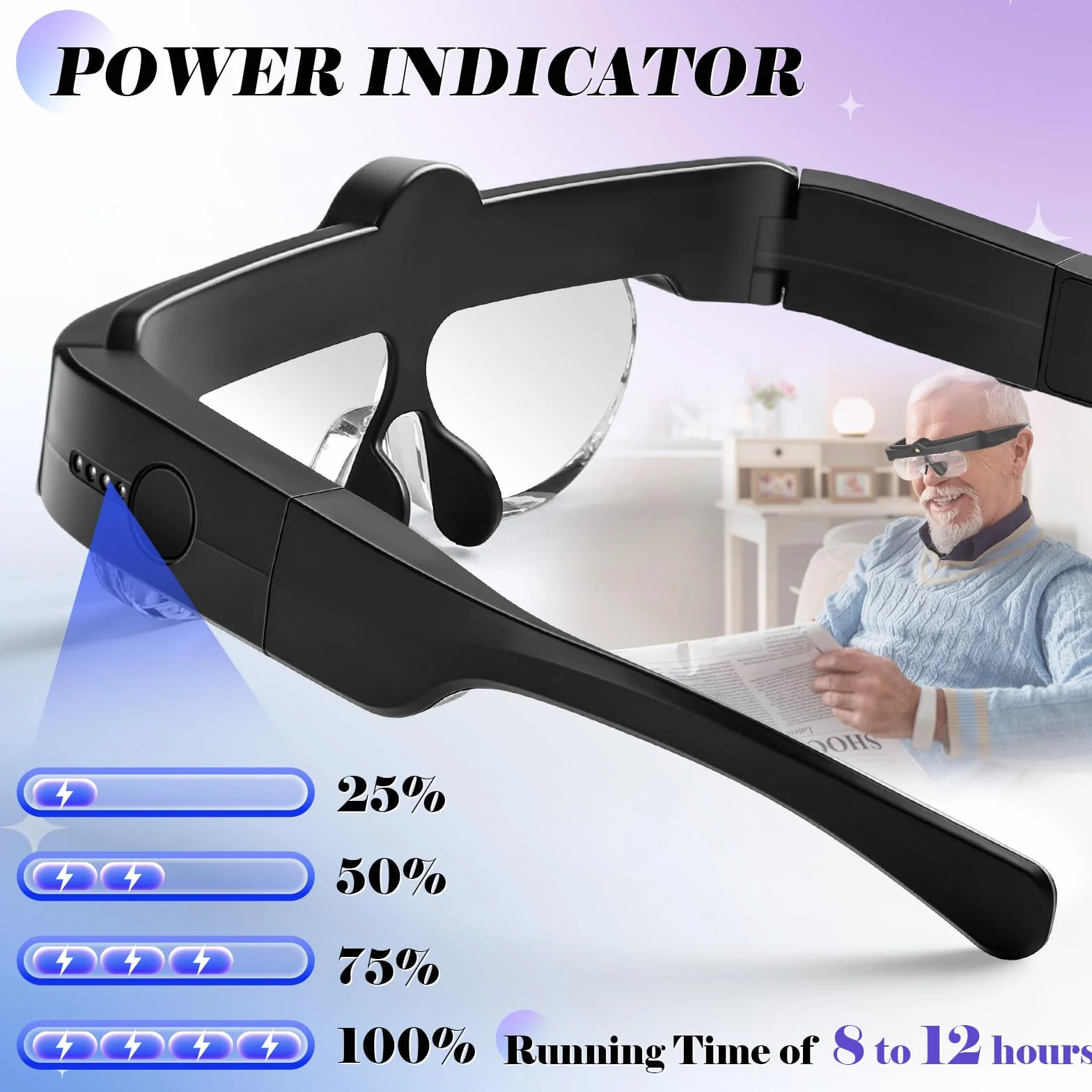 NZQXJXZ Loupe Serre-Tête avec Lumière LED et Réglage à 3 Températures de Couleur, 4 Lentilles Détachables(1.5X 2.5X 3.5X 5X), Lampe Frontale pour Lecture, Bijoutier, Broderie, Couture, Bijoux, Noir