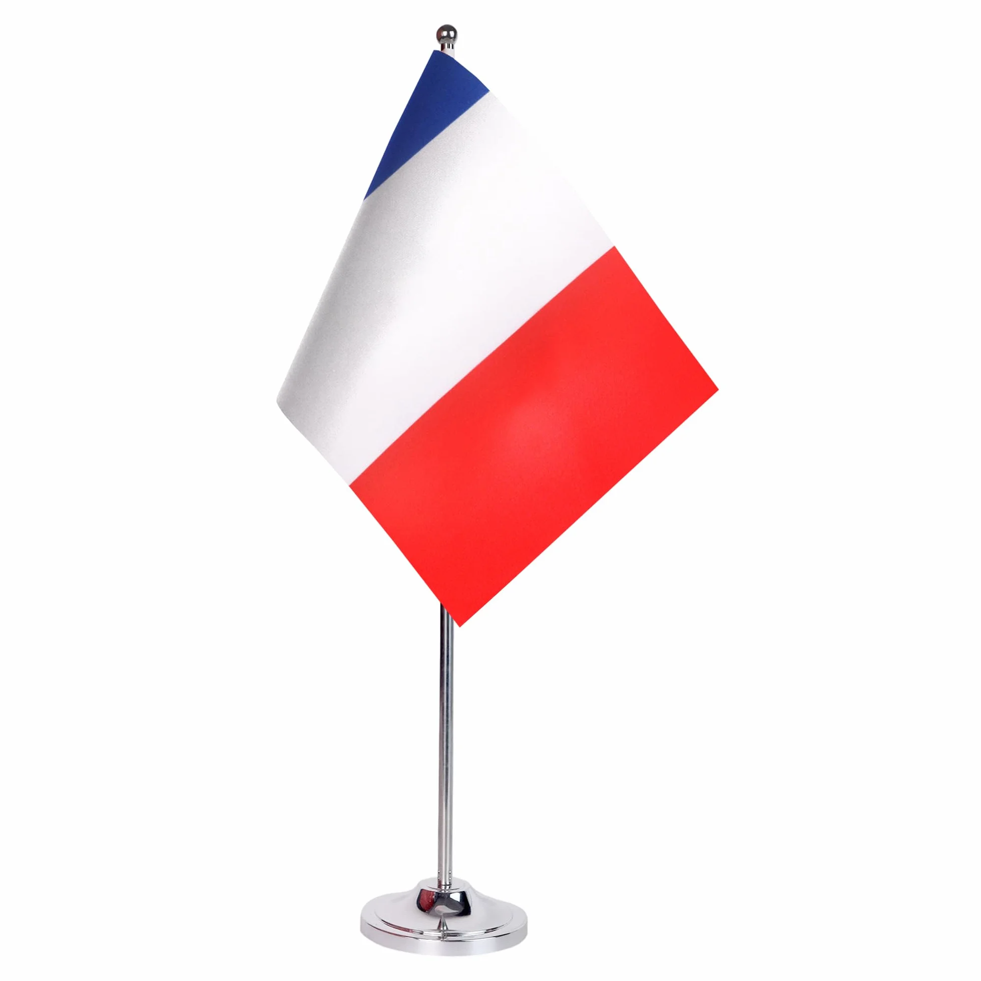 AZ FLAG - Drapeau De Table France Prestige - Drapeau Français De Bureau En Satin Avec Hampe De 30cm Et Socle En Métal - 22x15 cm