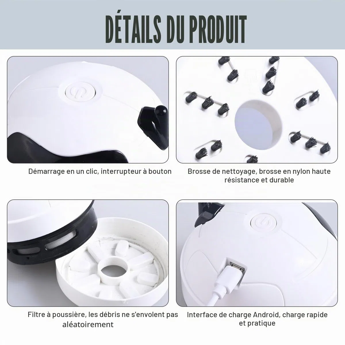 Lot de 2 mini aspirateurs de table, portables, rechargeables par USB, pour bureau, école, maison, bureau