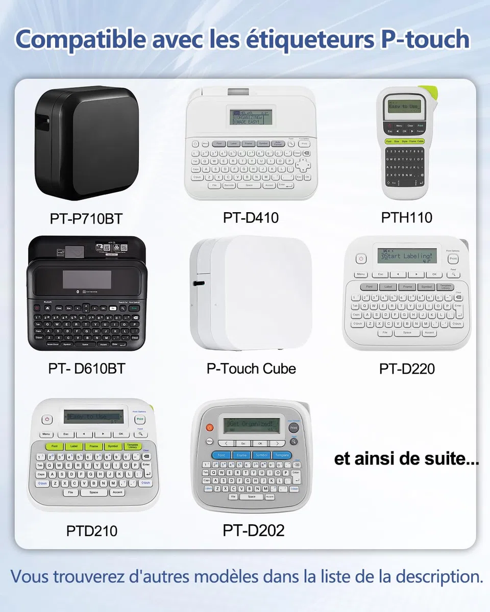 Cruxer Lot de 200 Compatible TZE-811 pour P-touch Noir sur Or 6 mm