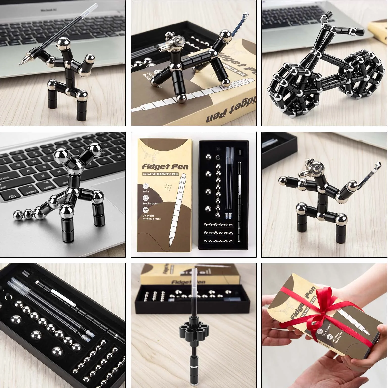 Tigerhu Stylo Magnétique, Stylomagnet à Bille, Strato Pen, Fidget Pen, Créatif Drôle, Aimanté - Cadeau de Fête des Pères