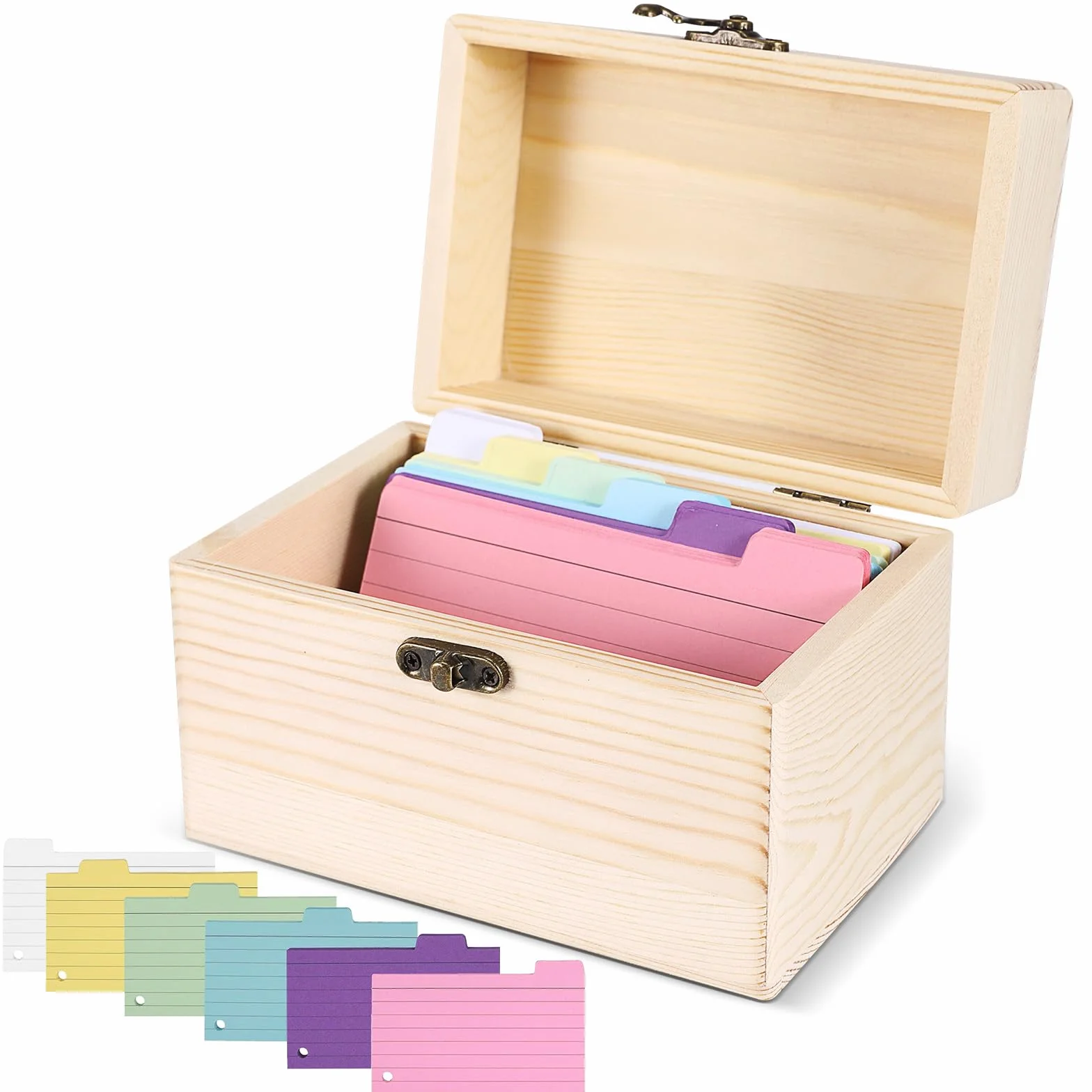 Boîte de recettes en bois avec cartes, 4 x 6 cm, organisateur de recettes en bois, robuste, avec 150 cartes de notes, pour maman, épouse, cuisine, anniversaire de mariage, pendaison de