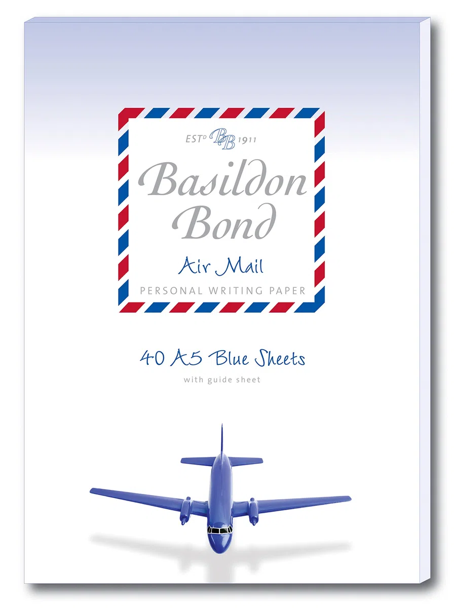 Basildon Bond Bloc-notes A5 148 x 210 mm avec 40 feuilles – Airmail Bleu