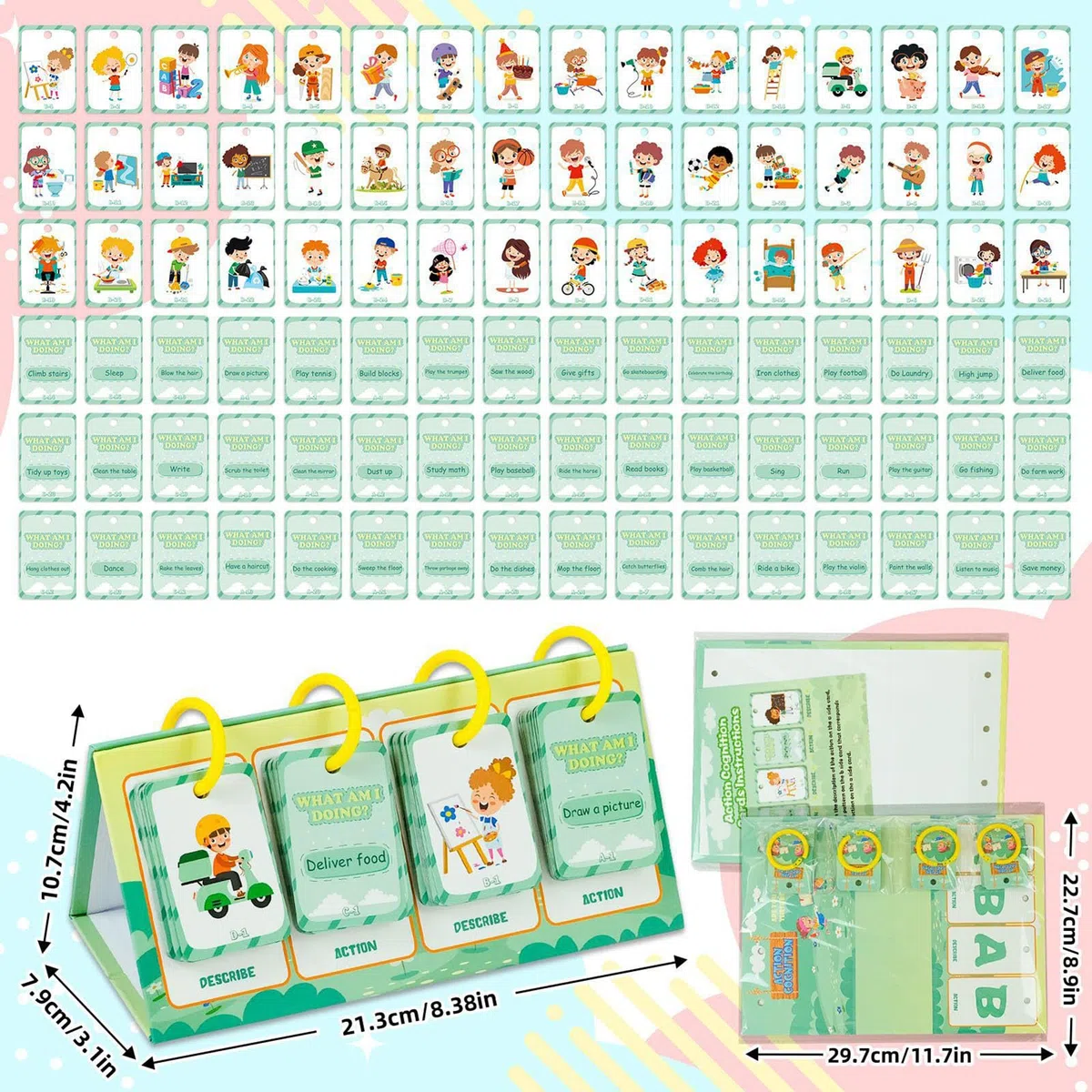 Cartes Flash éducatives, Cartes cognitives comportementales pour Les | Cartes d'apprentissage de l'action de l'action de l'action - Jouet éducatif précoce sûr et inodore pour Noël, la journée des, l'
