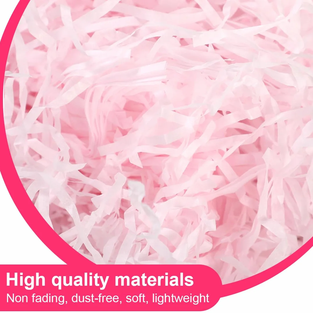 200g Remplissage de Panier de Fête et Boîte Cadeau Papier de Soie Déchiqueté Raphia Déchiqueté pour Emballage Cadeau Rose