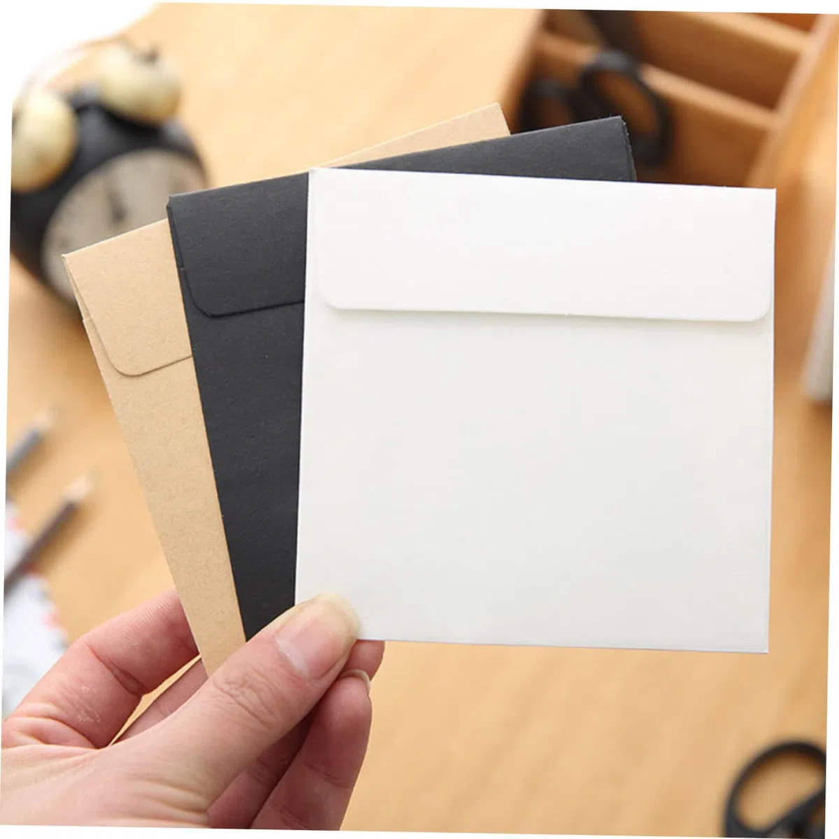 HOMSFOU 100 Pièces Enveloppes Kraft Petit Format en Papier Pratique et Simple Style pour Cartes et Petits Paquets pour Bureau ou Organisation