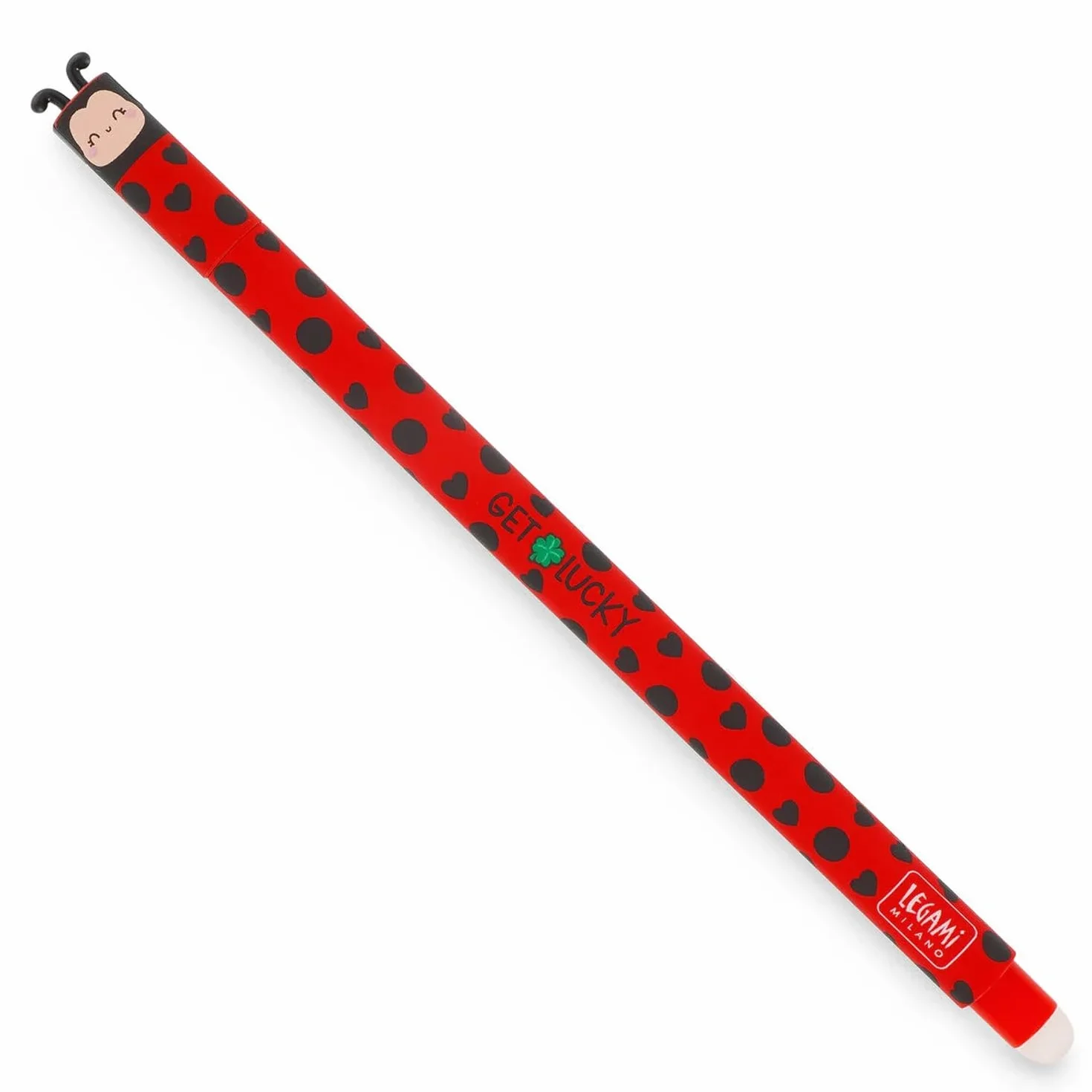 LEGAMI - Lot de 8 stylos à encre gel effaçables avec encre thermosensible, gamme de couleurs d'encre et motifs du corps du stylo, pointe de 0,7 mm, coccinelle, monstre, tigre, papillon et motifs de
