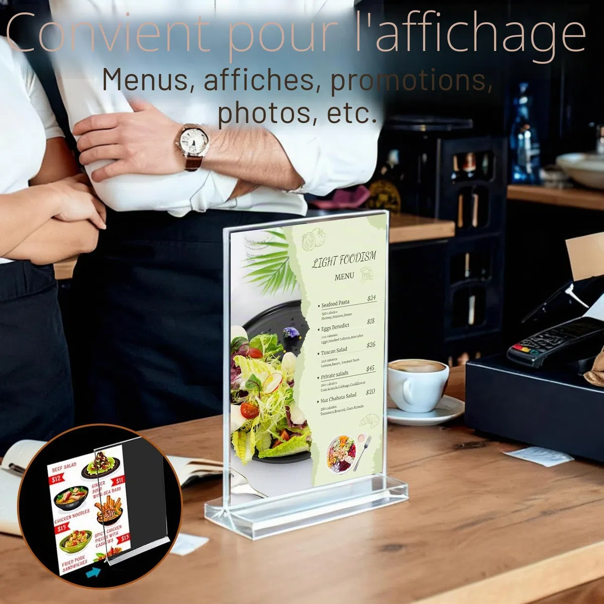 8 Pièces Présentoir de Table A6 Porte Affiche Porte Documents T Acrylique Porte Menu pour Bureau Restaurant Café Boutique Mariage