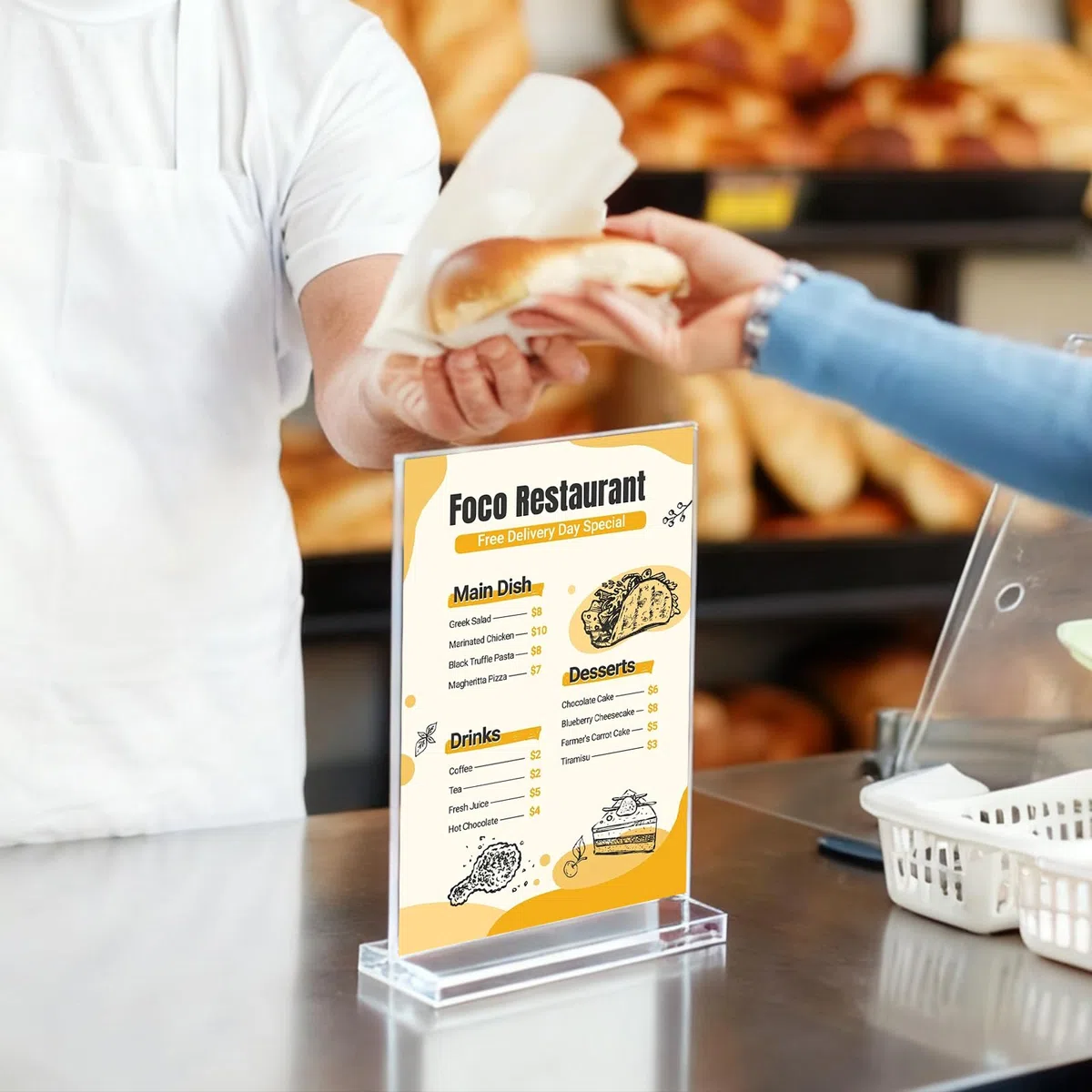 8 Pièces Présentoir de Table A6 Porte Affiche Porte Documents T Acrylique Porte Menu pour Bureau Restaurant Café Boutique Mariage