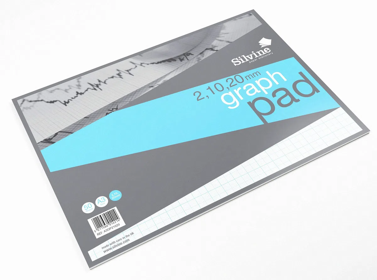 Silvine Bloc de 50 feuilles de papier graphique professionnel A3 - Imprimé graphique 2-10-20 mm