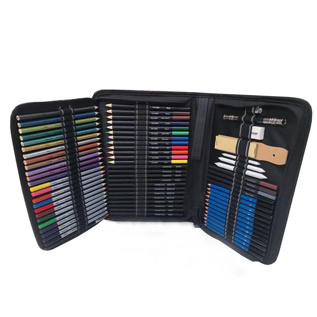 QUNINE Ensemble de Crayons de Dessin pour Croquis, 72 pièces, pour étudiants Professionnels, Crayons de Couleur artistiques Peints à la Main (Taille Uniforme D)