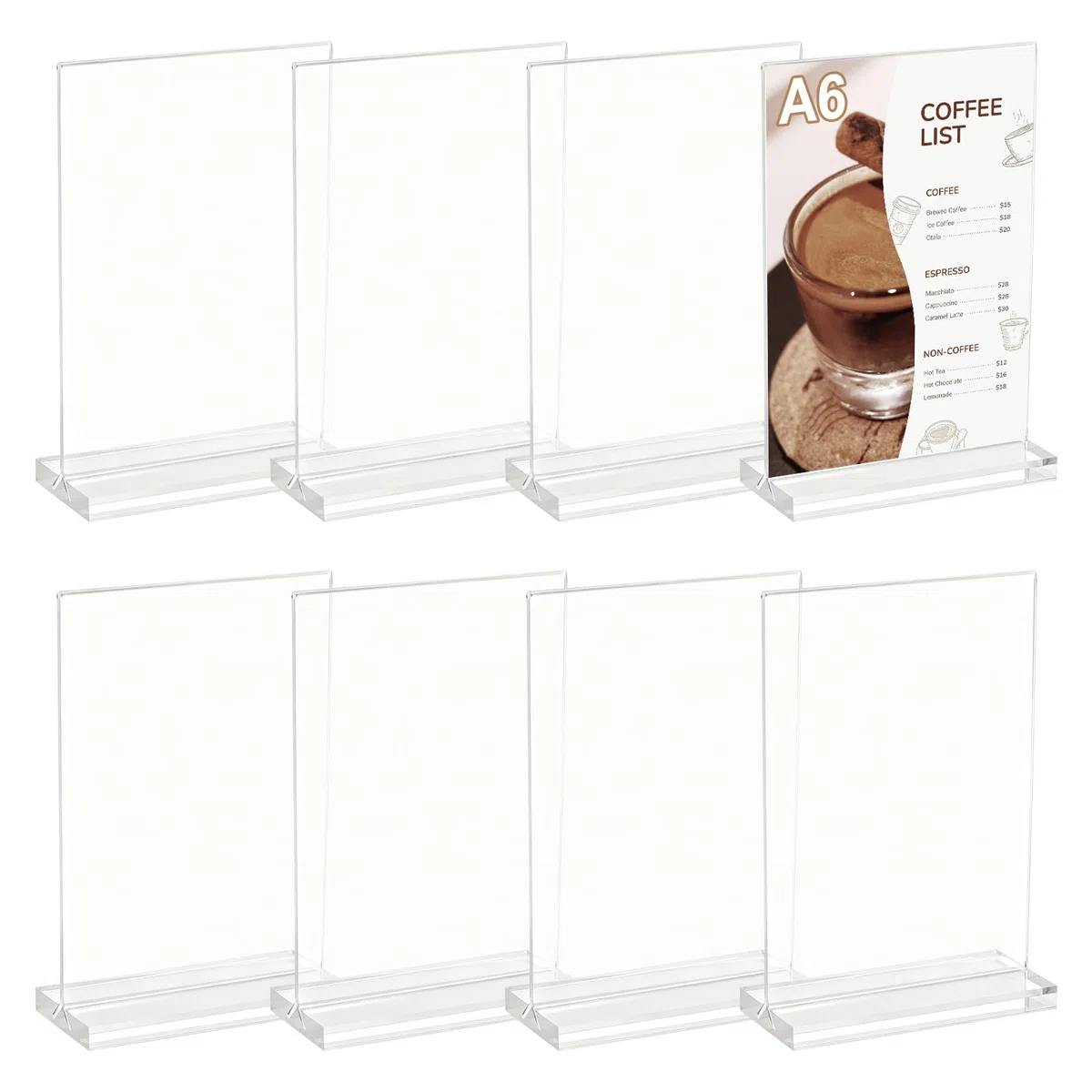 8 Pièces Présentoir de Table A6 Porte Affiche Porte Documents T Acrylique Porte Menu pour Bureau Restaurant Café Boutique Mariage