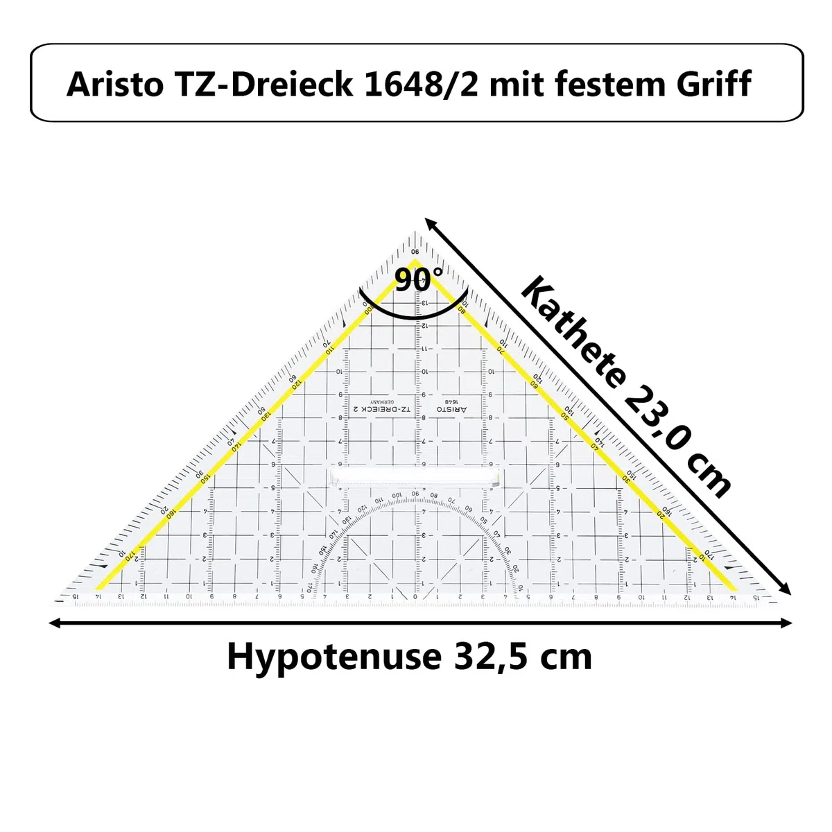 Aristo Équerre de dessin technique en plexiglas Transparent Hypoténuse 325 cm