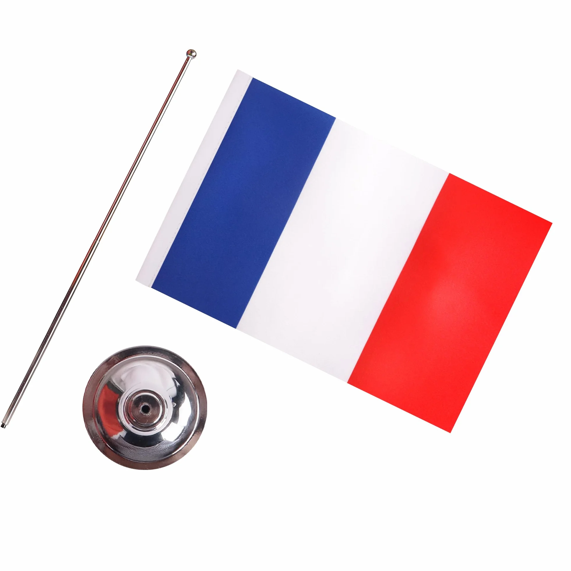 AZ FLAG - Drapeau De Table France Prestige - Drapeau Français De Bureau En Satin Avec Hampe De 30cm Et Socle En Métal - 22x15 cm