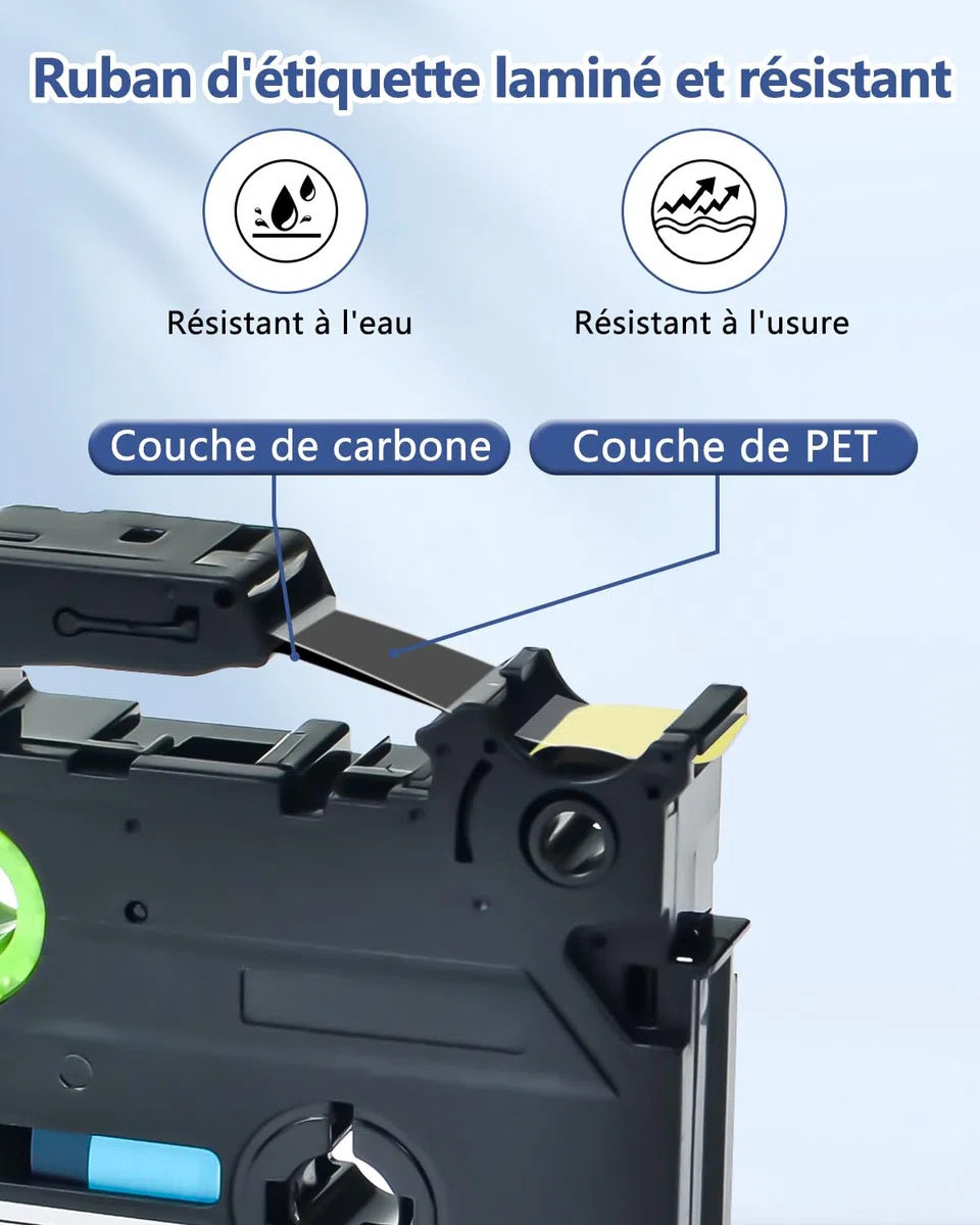 Cruxer Lot de 200 Compatible TZE-811 pour P-touch Noir sur Or 6 mm