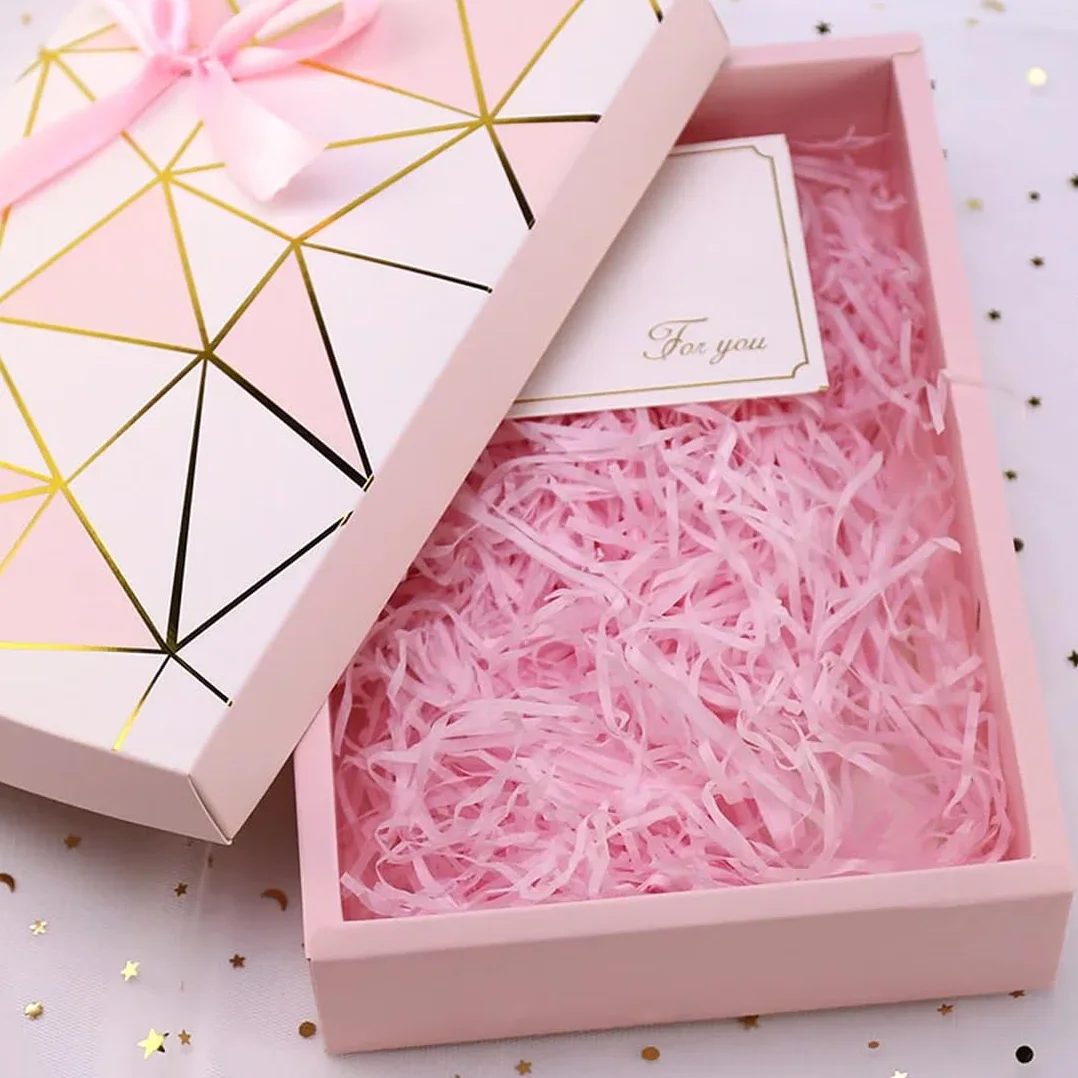 200g Remplissage de Panier de Fête et Boîte Cadeau Papier de Soie Déchiqueté Raphia Déchiqueté pour Emballage Cadeau Rose