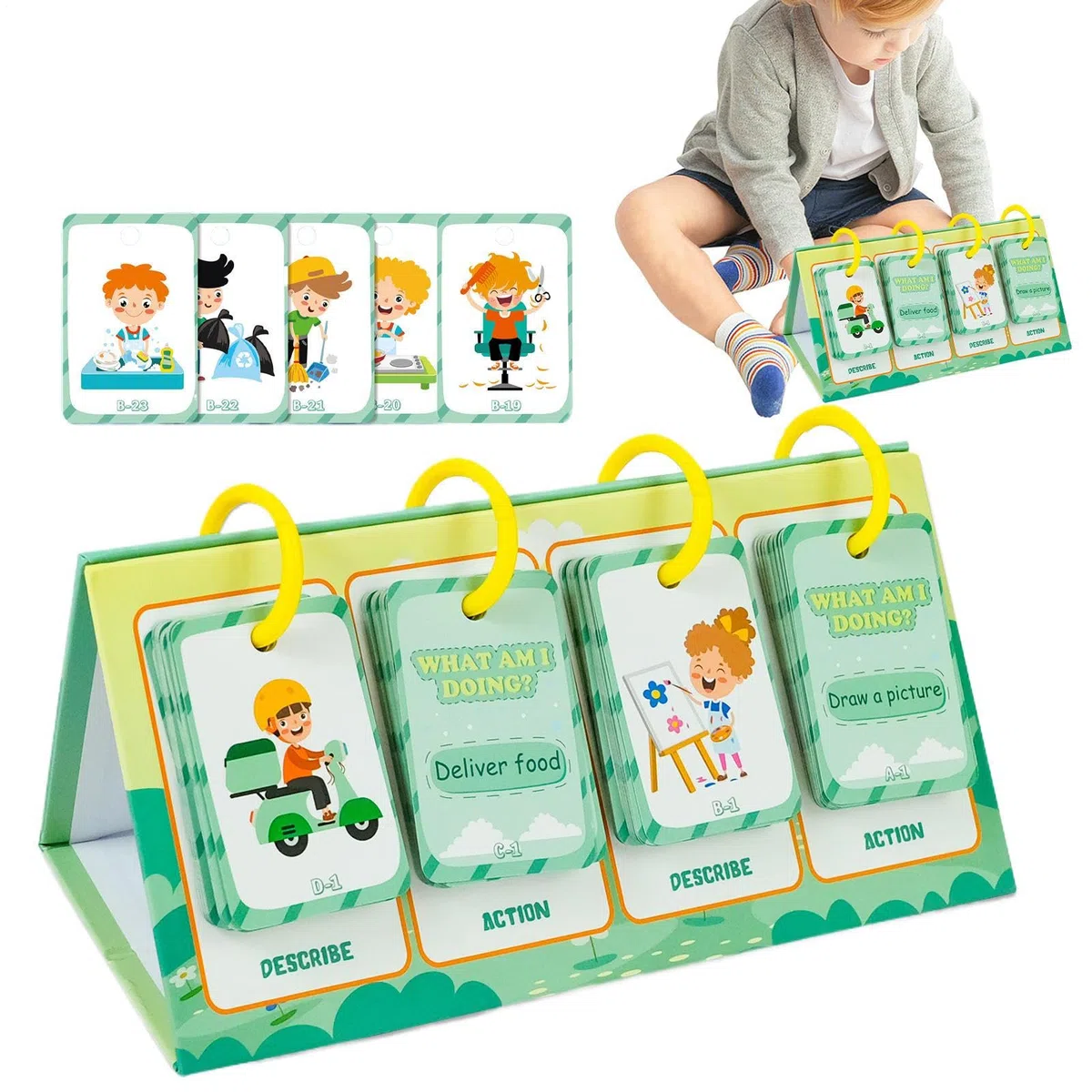Cartes Flash éducatives, Cartes cognitives comportementales pour Les | Cartes d'apprentissage de l'action de l'action de l'action - Jouet éducatif précoce sûr et inodore pour Noël, la journée des, l'