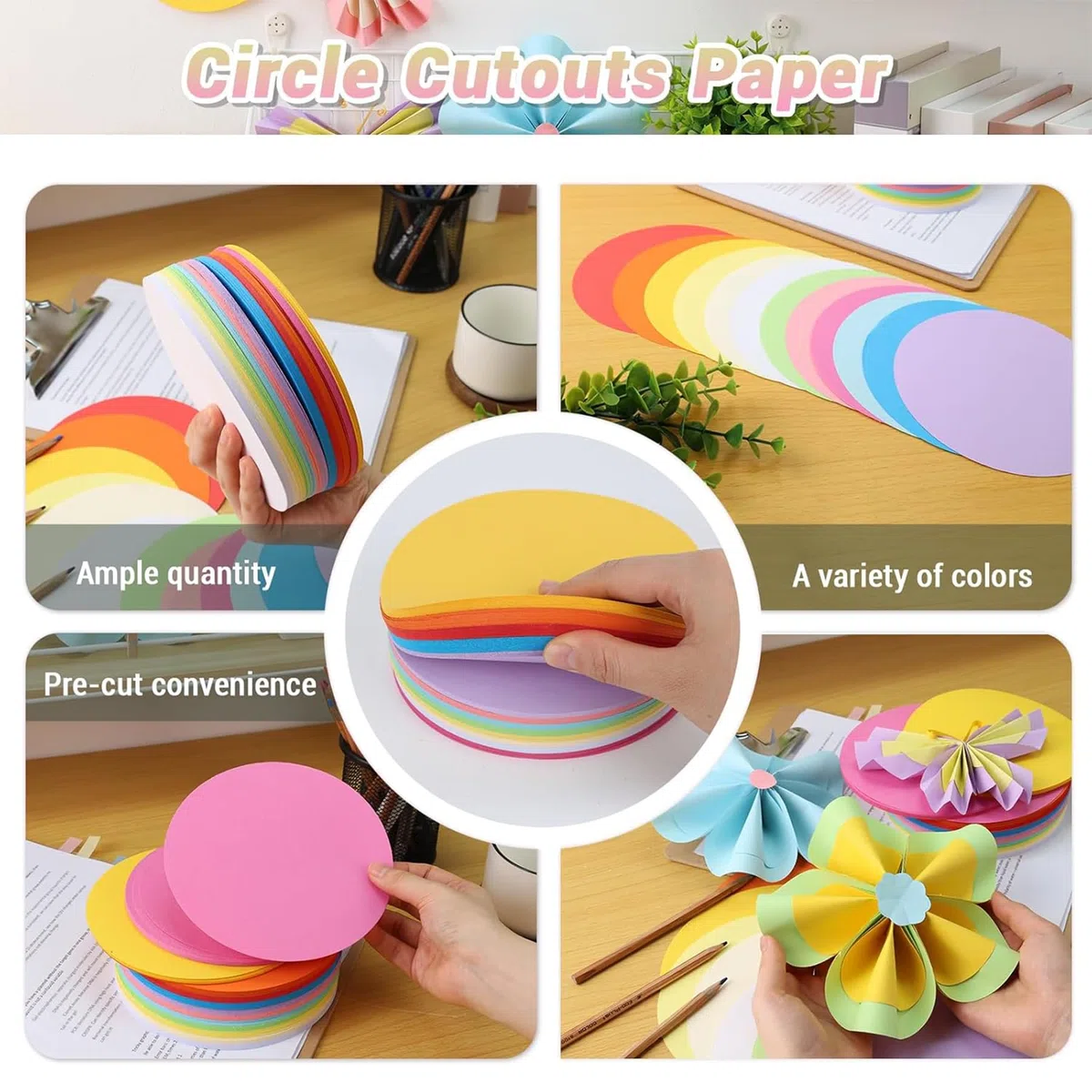 Lot de 300 cartes de présentation, rondes, de 15 cm, rondes, de présentation, de présentation, de présentation, petites, multicolores, fournitures pour enseignants, pour présentation et présentation