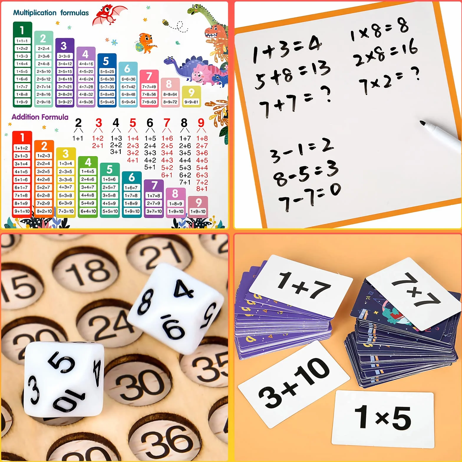 OneNine Jeu de Bord Montessori en Bois Multiplication & Addition 2 en 1, Jeu de Mathématiques 1x1, Apprendre à Calculer, Tableau de Multiplication, Outil d'enseignement de Multiplication par