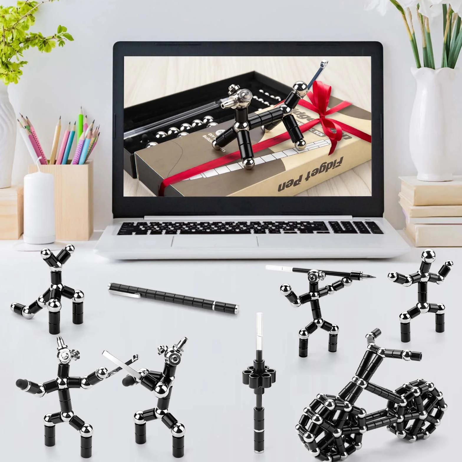 Tigerhu Stylo Magnétique, Stylomagnet à Bille, Strato Pen, Fidget Pen, Créatif Drôle, Aimanté - Cadeau de Fête des Pères