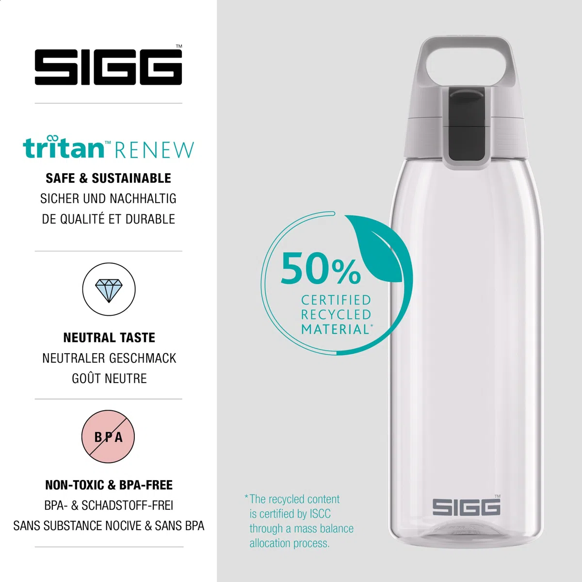 Sigg - Gourde Tritan - Total Color ONE - Convient Aux Boissons Gazeuses - Lavage Au Lave-Vaisselle - Étanche & Poids Plume - Sans BPA - 0,6L / 1L