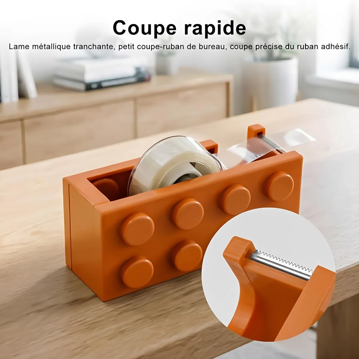 4 Pièces Devidoir Scotch, Taille Devidoir Scotch Bureau, Format Bloc de Construction Dérouleur, pour Bureau, Travaux Manuels et Création
