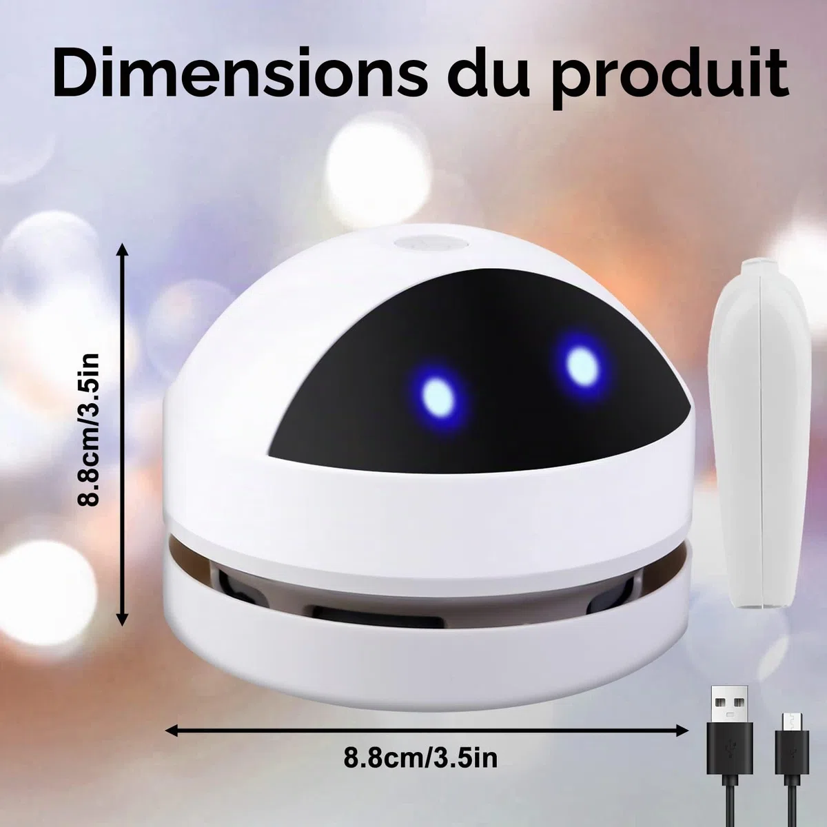 Mini Aspirateur de Table, USB Rechargeable Aspirateur de Bureau Poussière, Portable Mini Aspirateur de Bureau pour Table Bureau Coussin Voiture Clavier, Ramasse Miette