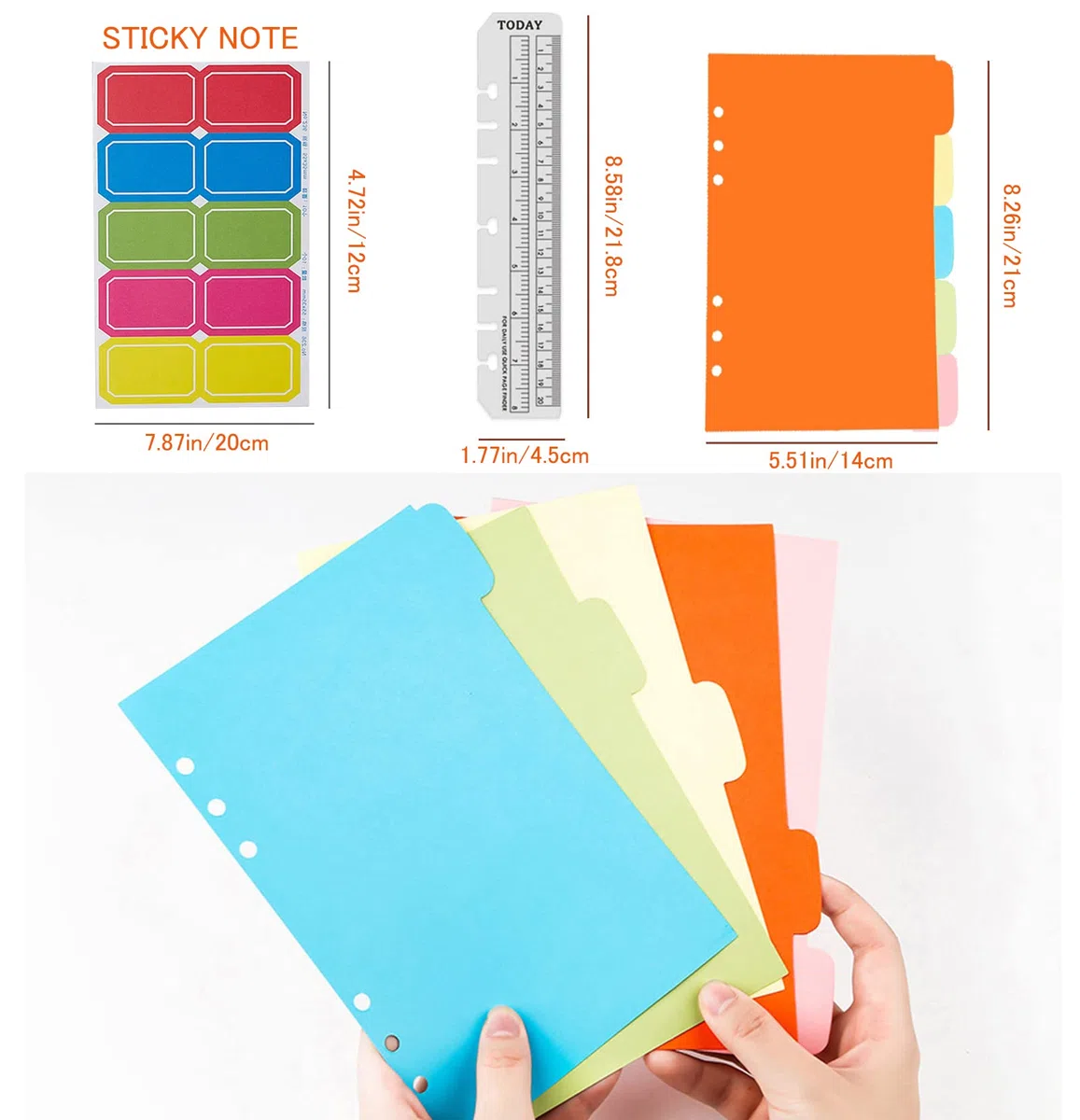 DY.2ten Lot de recharges A5 à 6 trous - (recharges de papier quadrillé + papier ligné + papier kraft + papier vierge à feuilles volantes - 180 feuilles/360 pages (45 feuilles de chaque type)